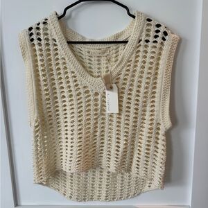 Together Cream Crochet Sleeveless Top